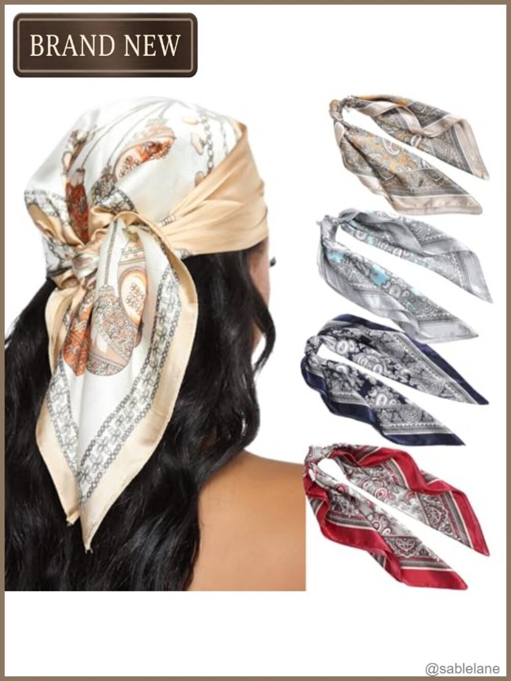 4 Pack Silk Blend Satin Neck Scarf Square Bandana for Women Hair Head Scarf